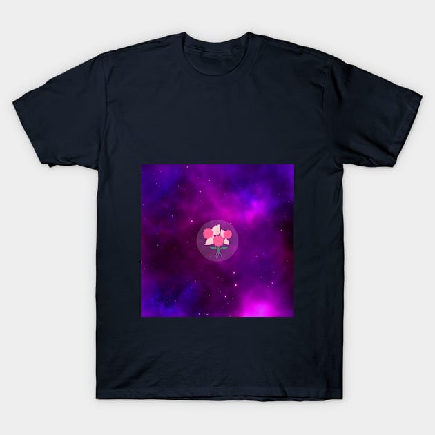 Cool Galaxy Nebula and Flowers T-Shirt by Cool and Awesome